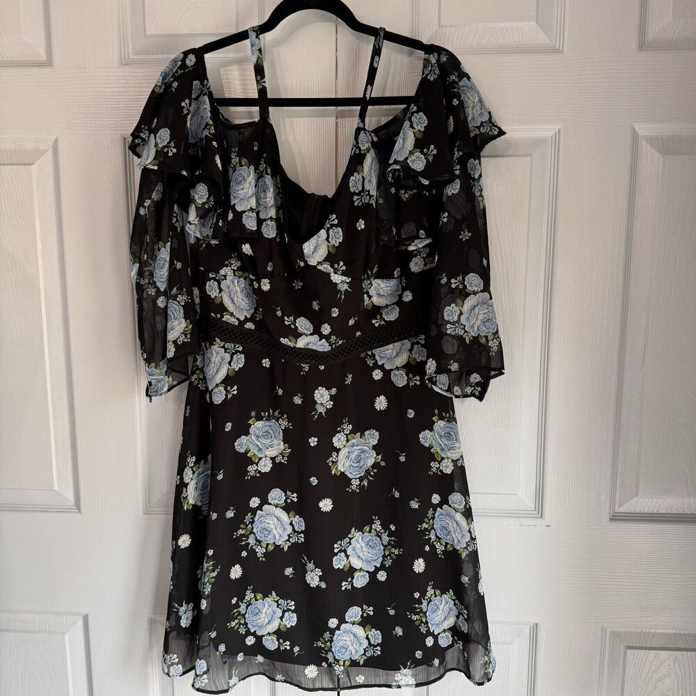 Disney Princess Blue Rose old Shoulder Chiffon SIZE XL 18-20 - See‎ Measurements